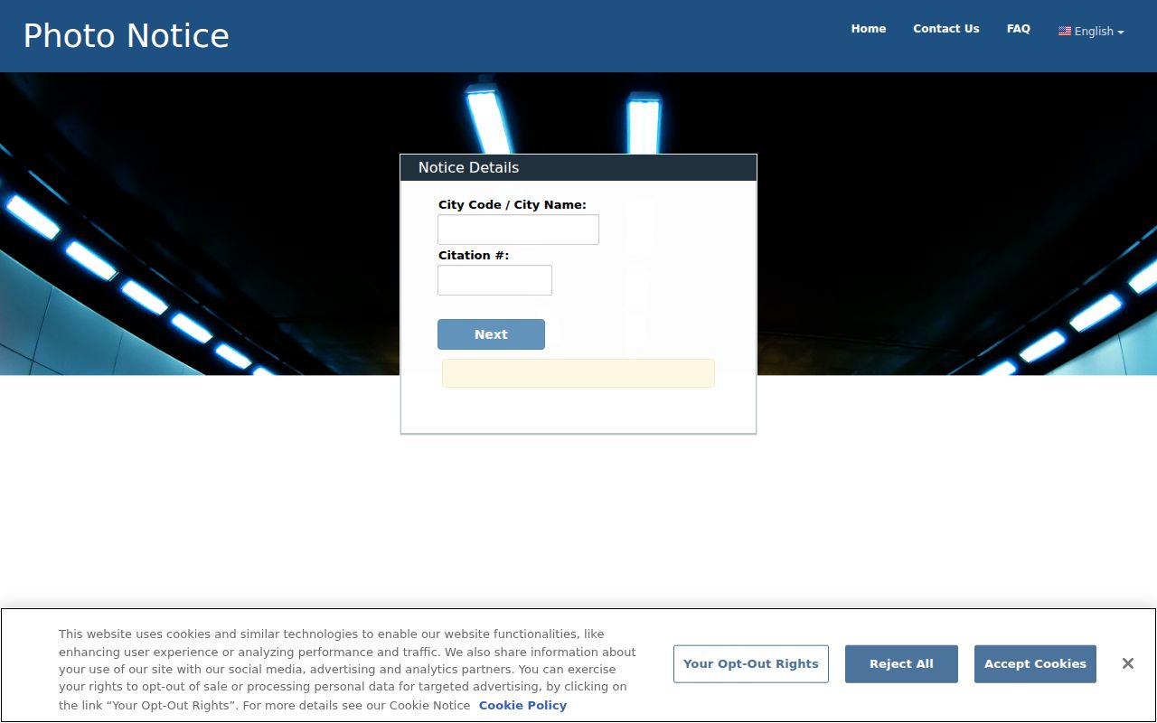 PhotoNotice portal used for Farragut automated traffic citations