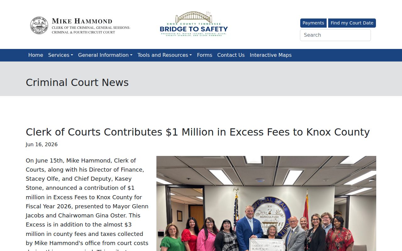 Knox County court docket fee public notice