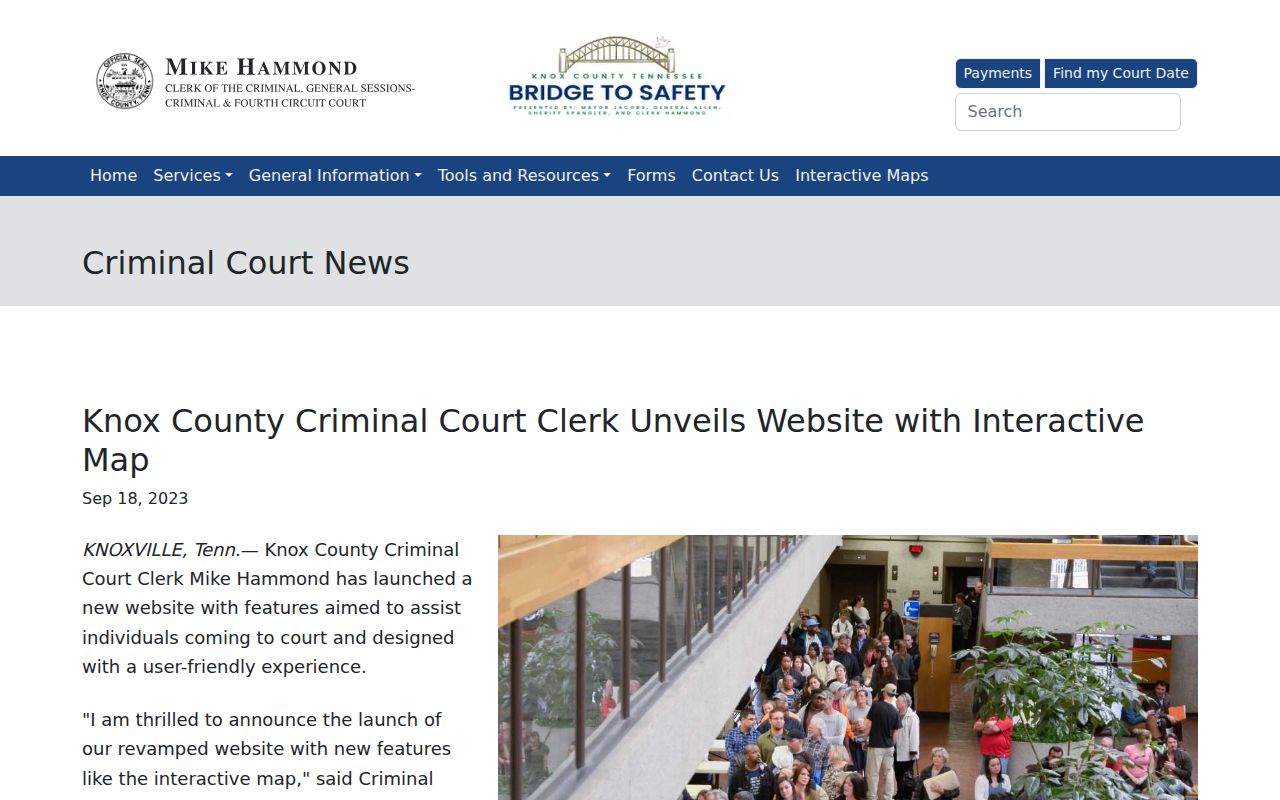Knox County court docket online access history