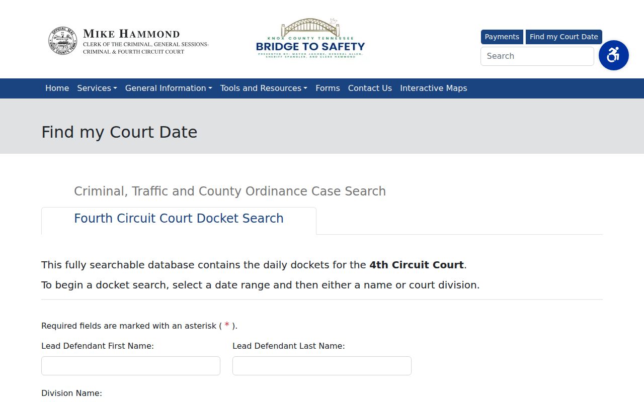 Knox County court docket Fourth Circuit search