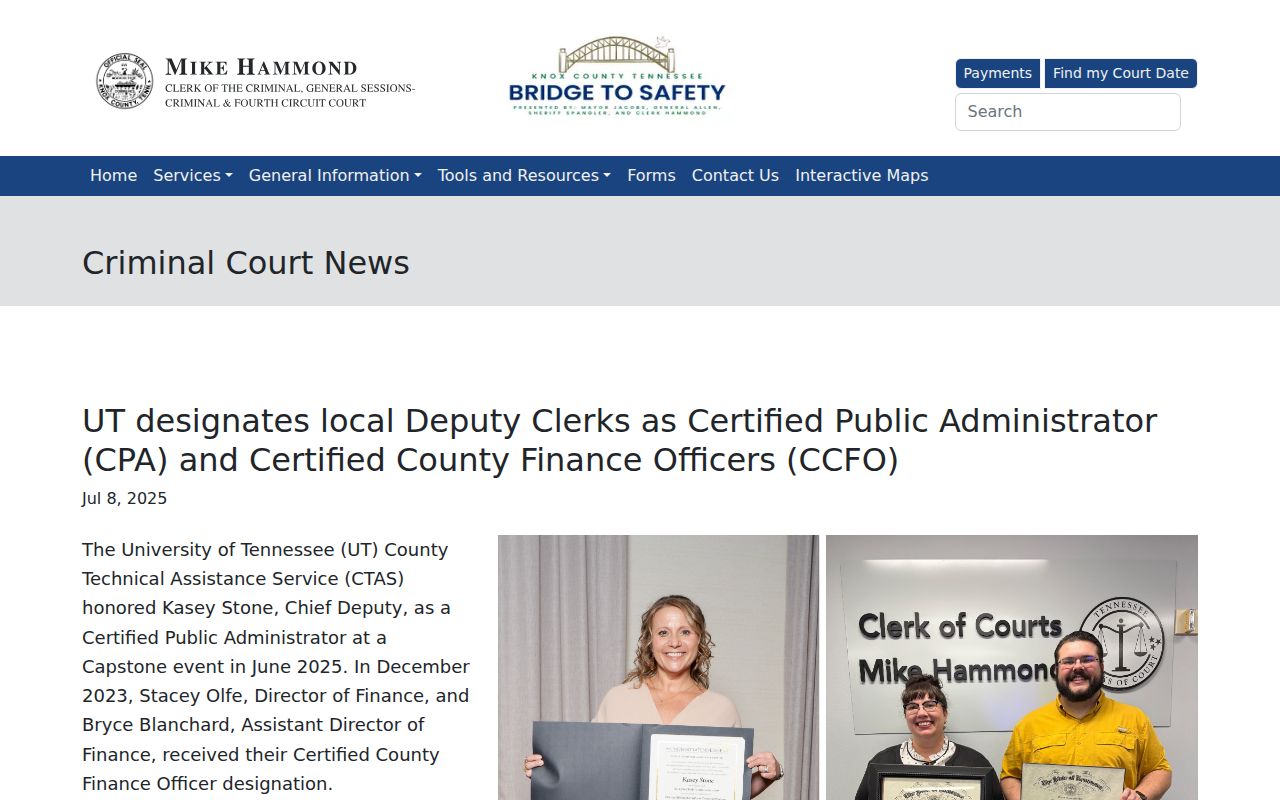 Knox County court docket clerk training notice