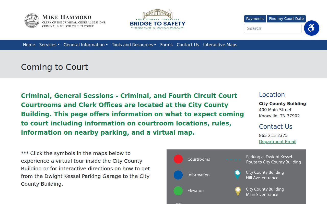 Knox County court docket courthouse access information