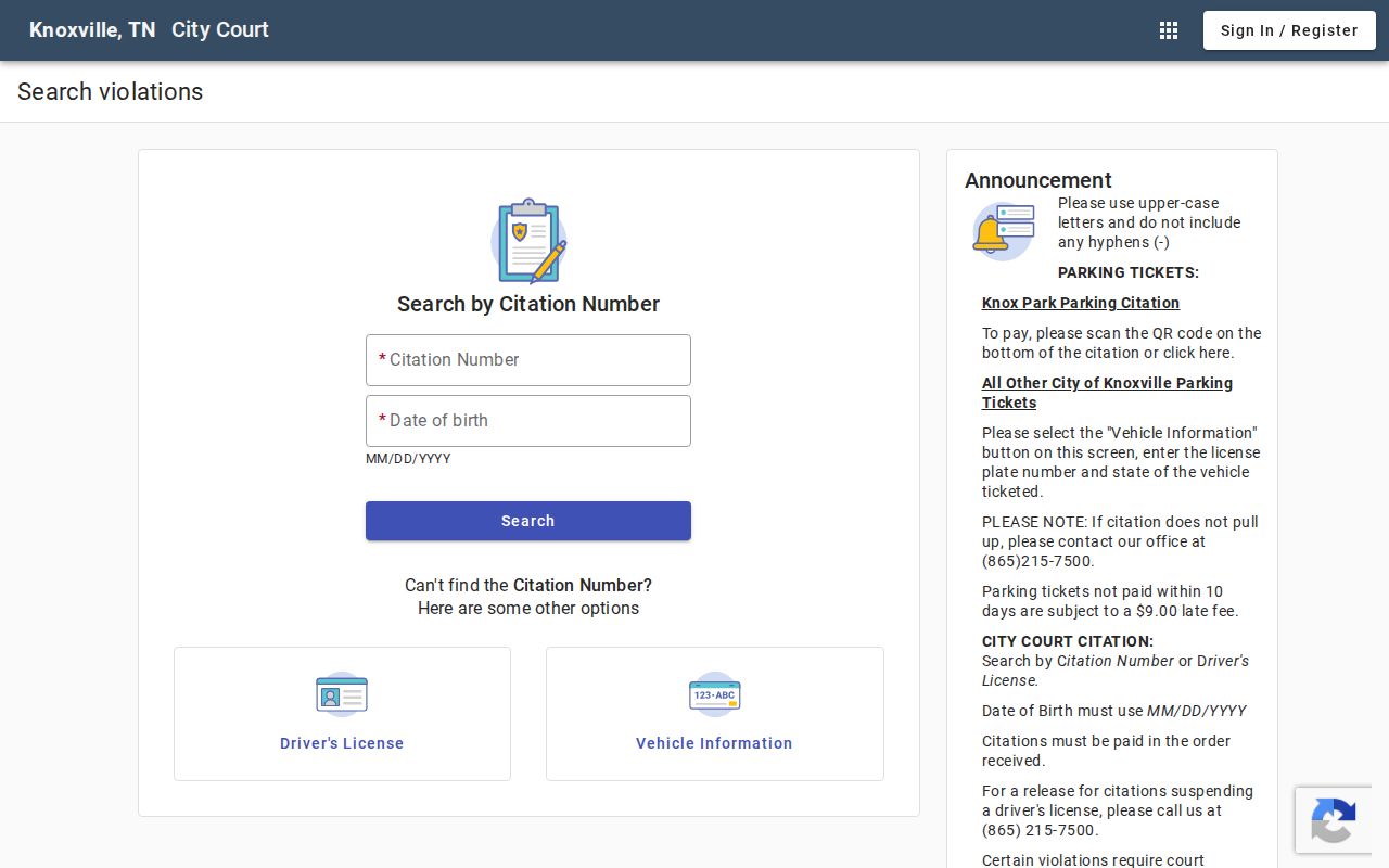 Knoxville court docket municipal citation search