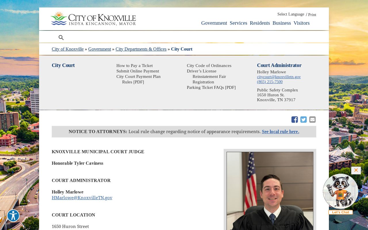 Knoxville court docket official City Court information