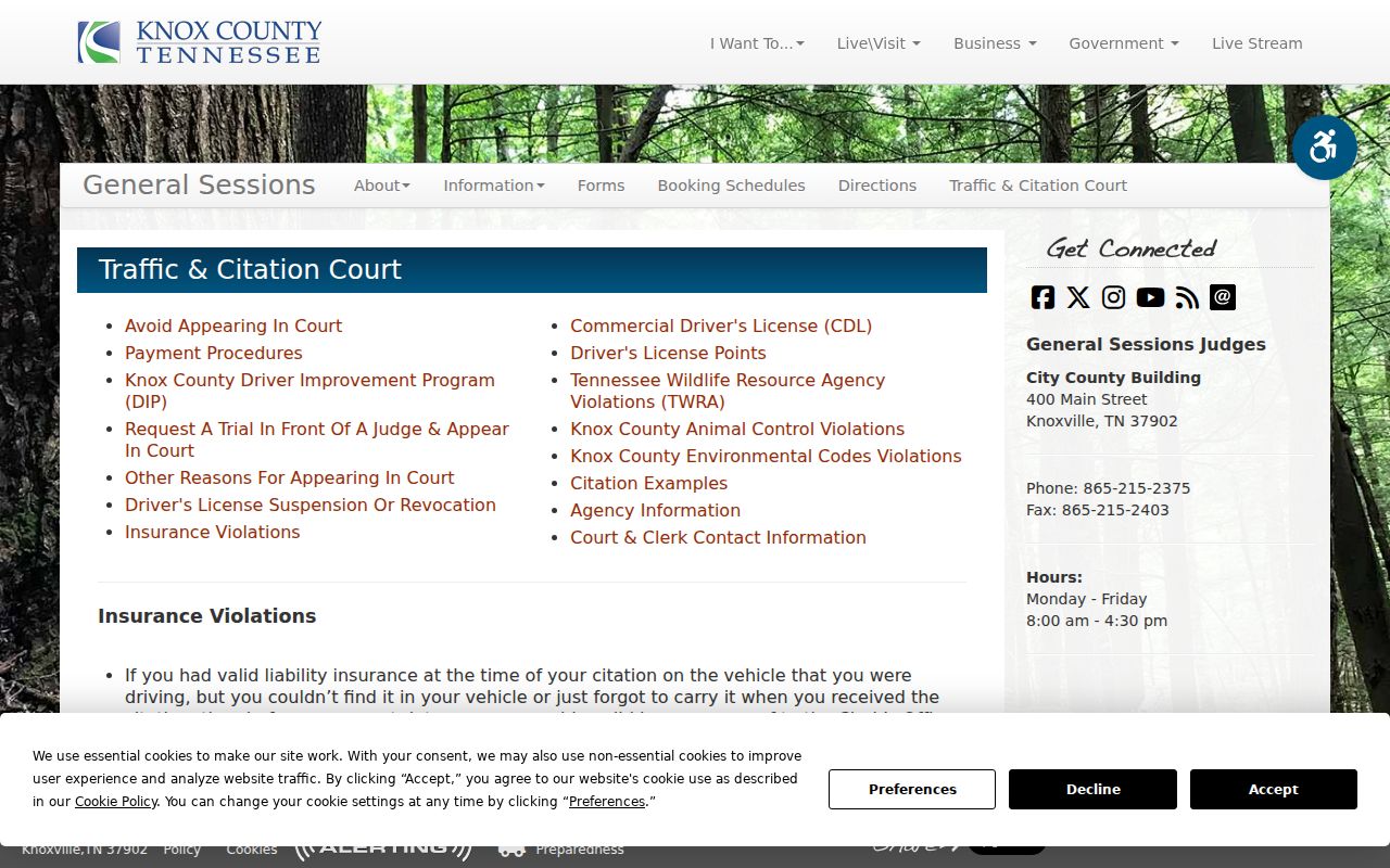 Knox County traffic ticket proof violation instructions