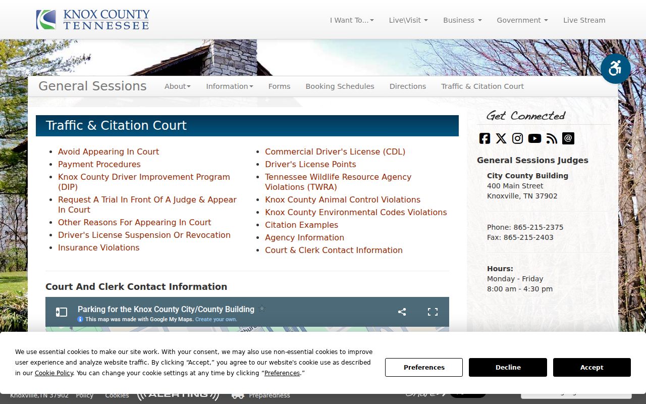 Knox County traffic ticket court contact and routing information