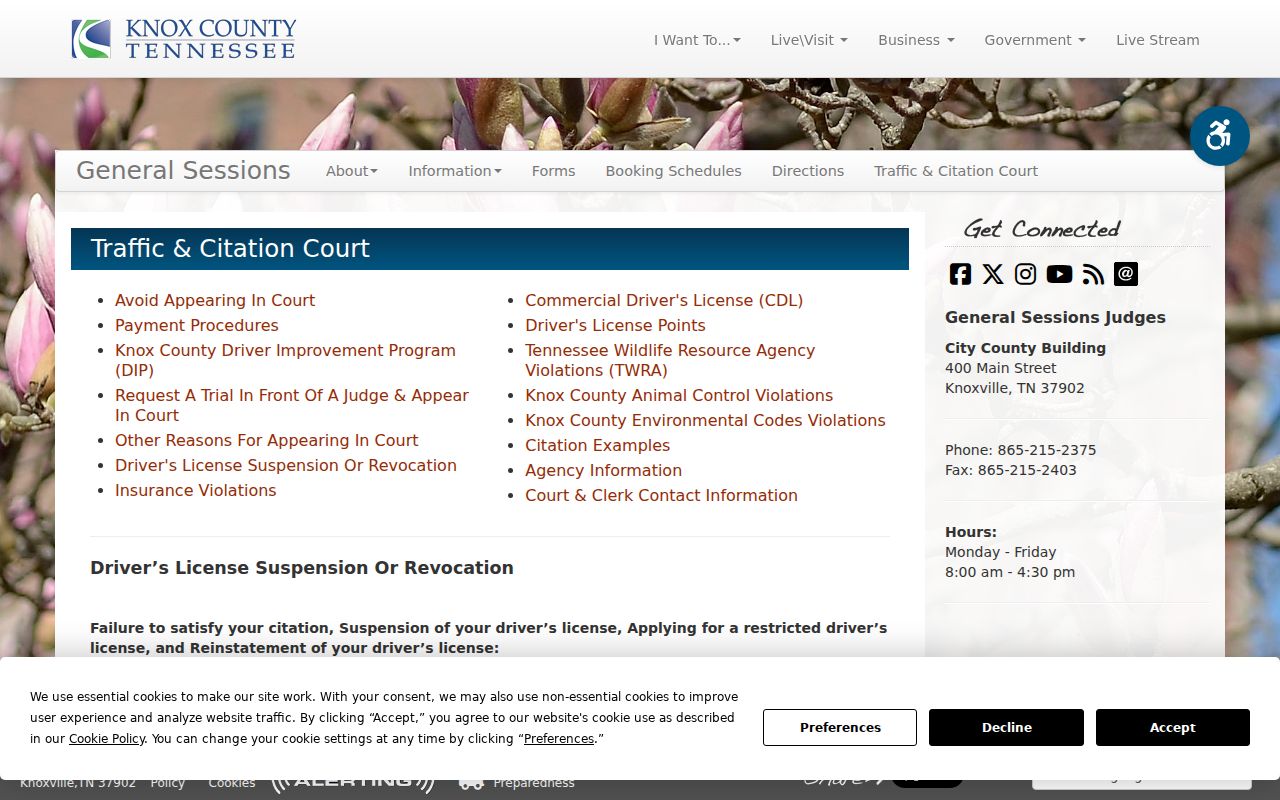 Knox County traffic court action report process