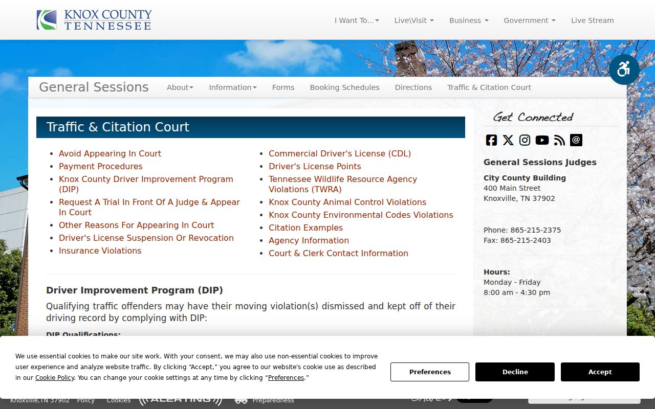 Knox County traffic ticket Driver Improvement Program instructions